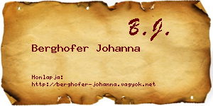 Berghofer Johanna névjegykártya